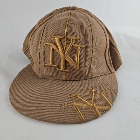 New York City Hat Mens Fitted XL Beige Brown KB Ethos Souvernir 212 Y2k Cap - Picture 2 of 9